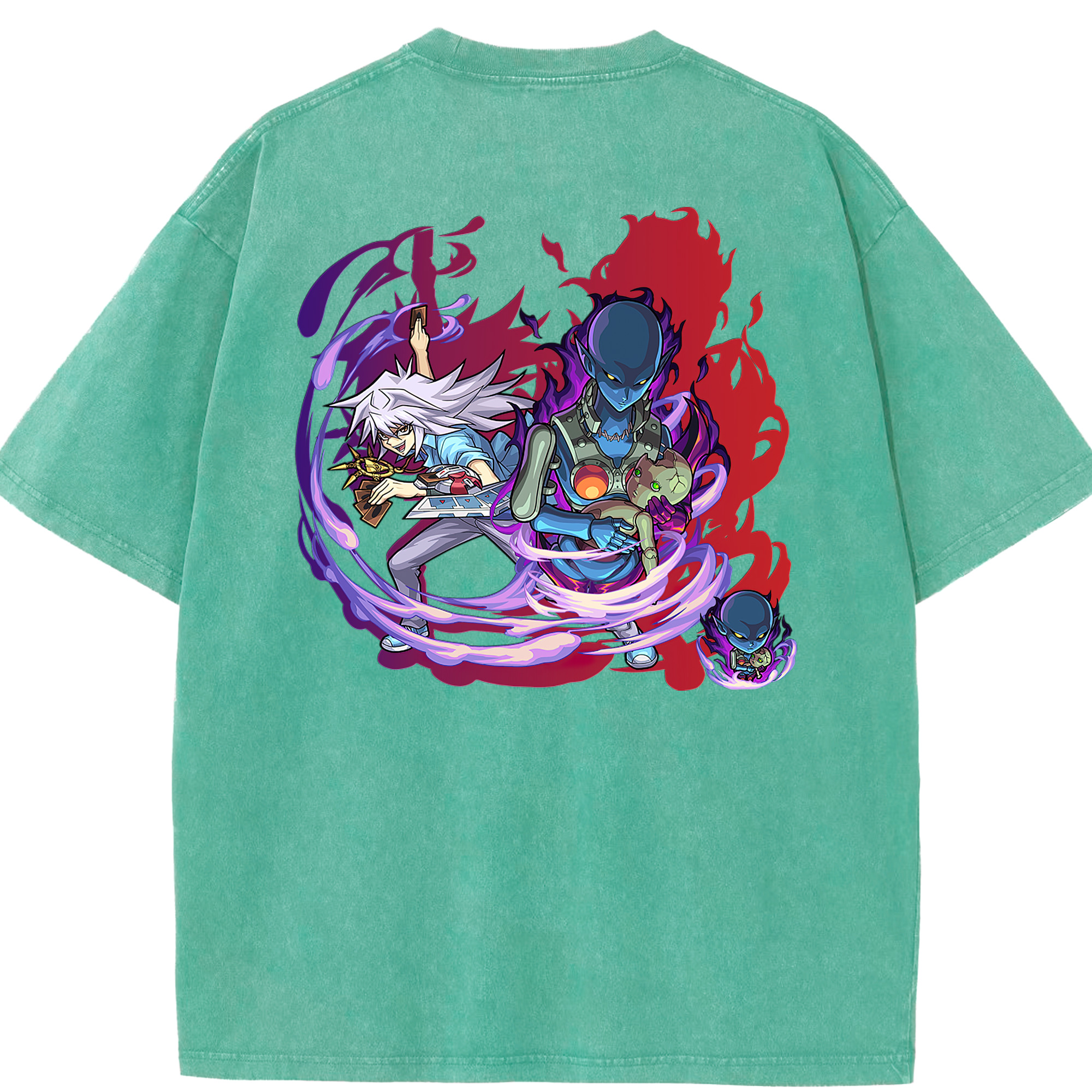 （画像用） 遊☆戯☆王 Yu-Gi-Oh! 綿100% ヴィンテージ風 半袖Tシャツ（背面プリント）